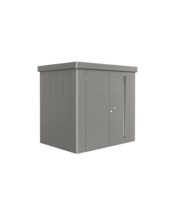 Casetta da giardino biohort 'neo 1b' in acciaio zincato colore grigio quarzo metallizzato con porta battente doppio 236x180x222 cm - cod. 87060