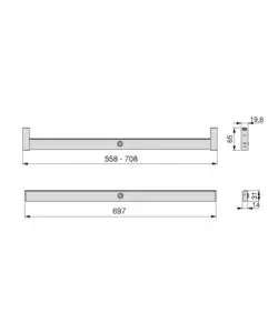 Barra appendiabiti con luce led, 558-708 mm