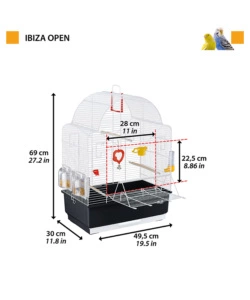 Gabbia per uccelli 'ibiza open' bianca,  49,5x30x69 cm - ferplast