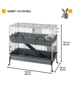 Gabbia per conigili a due piani 'rabbit 120 double', 118x58x117 cm - ferplast