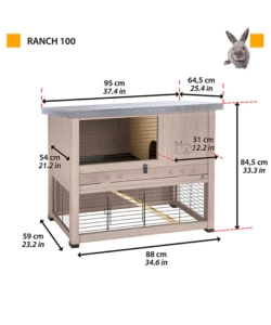 Conigliera in legno 'ranch 100',  95x64,5x84,5 cm - ferplast