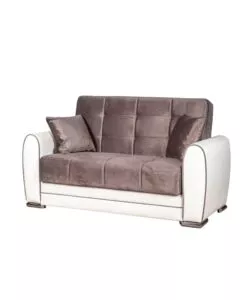 Divano letto 'apollo' 2 posti in ecopelle grigio e bianco, 163x84x91 cm