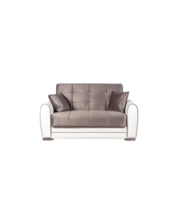 Divano letto "apollo" 2 posti in ecopelle grigio e bianco, 163x84x91 cm