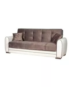 Divano letto 'apollo' 3 posti in ecopelle grigio e bianco, 220x84x91 cm