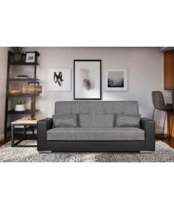 Divano letto "padova" 3 posti nero e grigio, 230x97x93 cm