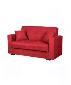 Divano letto 'nora' 2 posti in tessuto rosso, 155x80x87 cm