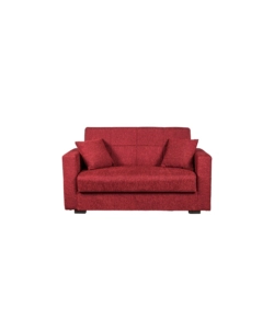 Divano letto "nora" 2 posti in tessuto rosso, 155x80x87 cm