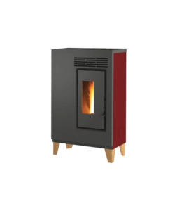 Stufa a pellet slim caris 'fiore' con piedini bordeaux 5,0 kw