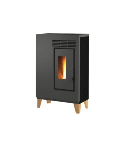 Stufa a pellet slim caris 'fiore' con piedini nero 5,0 kw