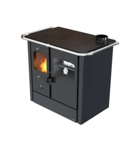 Cucina a legna con forno vulcania "atena" nero 8,35 kw