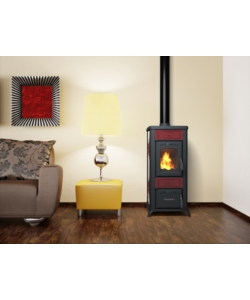 Stufa a legna vulcania "rina" bordeaux 5,6 kw