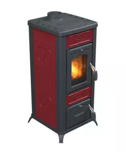 Stufa a legna vulcania 'rina' bordeaux 5,6 kw