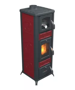 Stufa a legna con forno vulcania 'rina' bordeaux 6,1 kw