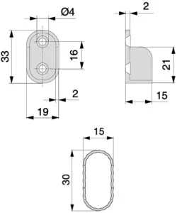 Kit bastone appendiabiti ovale con supporti, 950 mm