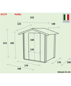 Casetta in legno da giardino alce "hobby" 198x198x215h cm