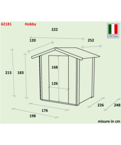 Casetta in legno da giardino alce "hobby" 198x248x215h cm