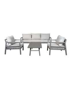 Set da giardino eurogarden 'luxury' in alluminio e tessuto colore grigio, 5 sedute e tavolino