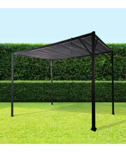 Gazebo pergola bioclimatica da esterno euro garden "louver" in acciaio grigio, 3x3 m