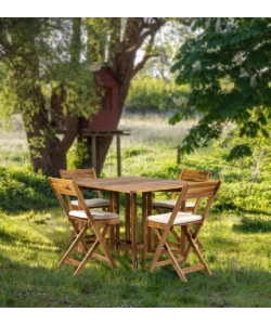 Set da giardino pieghevole euro garden "vittoria" in legno di acacia, 4 sedute e tavolo