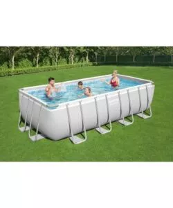 Piscina fuori terra rettangolare bestway "power steel frame" 488x244x122 cm con filtro a sabbia, scaletta e telo di copertura - cod. 56671