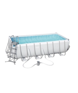 Piscina fuori terra rettangolare bestway "power steel frame" 488x244x122 cm con filtro a sabbia, scaletta e telo di copertura - cod. 56671