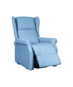 Poltrona con recliner elettrico bellahome "berg" tessuto azzurro, 72,5x94x109 cm