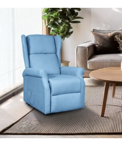 Poltrona con recliner elettrico bellahome "berg" tessuto azzurro, 72,5x94x109 cm