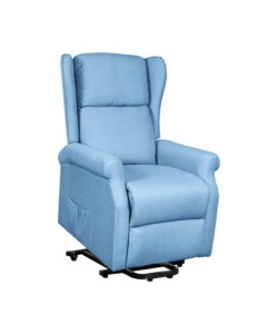 Poltrona con recliner elettrico bellahome "berg" tessuto azzurro, 72,5x94x109 cm