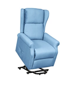 Poltrona con recliner elettrico bellahome "berg" tessuto azzurro, 72,5x94x109 cm