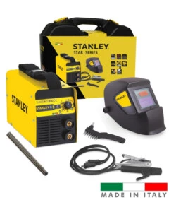 Saldatrice inverter mma ad elettrodo 130a stanley 'star 3200' con accessori e maschera professionale