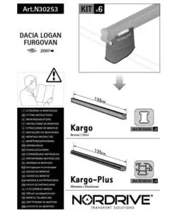 Kit attacchi per barre auto portatutto dacia logan furgovan 09> (3 barre)  n30253