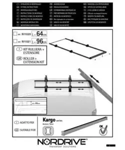 Kit rullo posteriore + estensore scorrevole - 96 cm  n11021