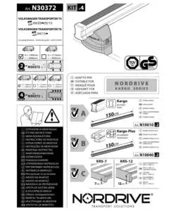 Kit attacchi per barre auto portatutto volkswagen transporter t5 03>15 trans  n30372