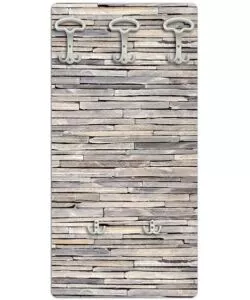 Attaccapanni 'stones' in legno con 5 ganci, 45x90x1 cm