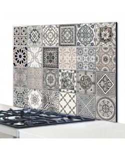 Paraschizzi cucina Alluminio Paraschizzi in Alluminio Grey Azulejos 48x72  Dimensione Metal Panel L 72 x H 48 cm