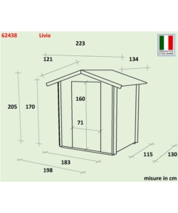 Casetta in legno da giardino livia con porta singola 198x130x205 cm - alce