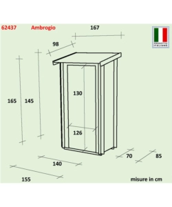 Casetta in legno addossata da giardino ambrogio 155x85x165 cm - alce