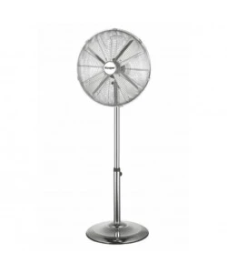 Ventilatore piantana cromato con base tonda, 140x40cm 50w