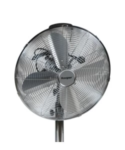 Ventilatore piantana cromato con base tonda, 140x40cm 50w