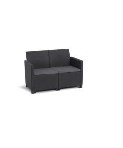 Set keter "claire lounge" da esterno con due divani a due posti e un tavolo 55,5x55,5 color grafite - k253445