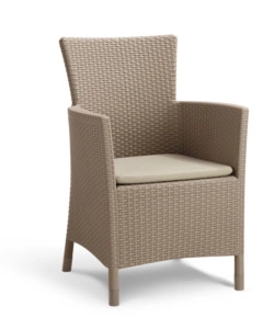 Poltrona da giardino 'iowa dining chair' con cuscino colore cappuccino, 89x60x62 cm - keter