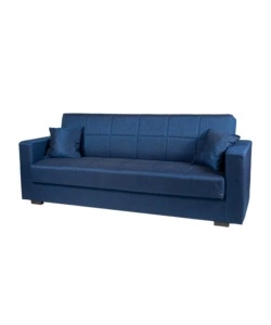 Divano letto 'nora' 3 posti in tessuto blu, 212x80x87 cm