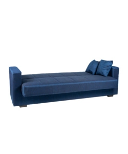 Divano letto "nora" 3 posti in tessuto blu, 212x80x87 cm