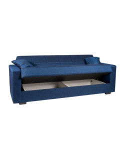 Divano letto "nora" 3 posti in tessuto blu, 212x80x87 cm