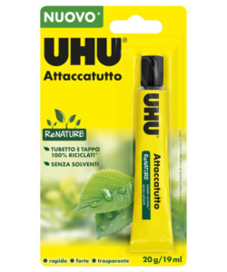 ATTACCATUTTO SENZA SOLVENTI UHU TRASPARENTE, 20 GR