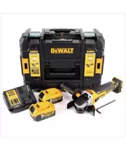 Smerigliatrice brushless a batteria dewalt dcg405pc con valigetta e due batterie da 18v 5.0 ah