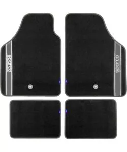 Set 4 pezzi tappeti moquette per auto sparco, colore grigio e nero