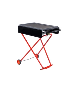 Barbecue a gas pieghevole con ruote nero e rosso,  73x43x74 cm - arnold