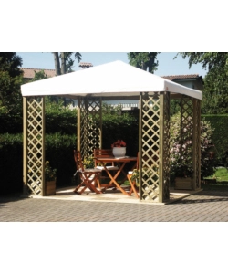 Gazebo da esterno "fox 2022" in struttura in legno e copertura in pvc, 3x3 m