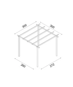 Pergola da esterno libera 'eco' in legno di pino, 300x300 cm